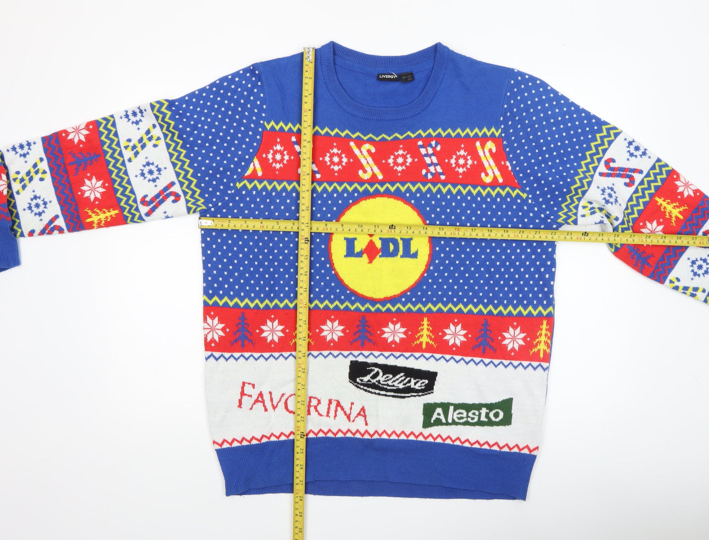 Livergy Men Blue Christmas Fair Isle Pullover Jumper L