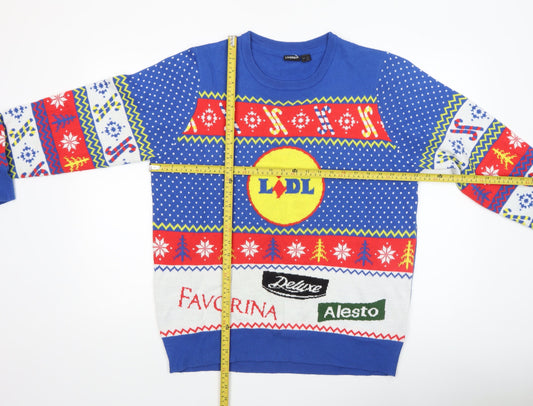 Livergy Men Blue Christmas Fair Isle Pullover Jumper L