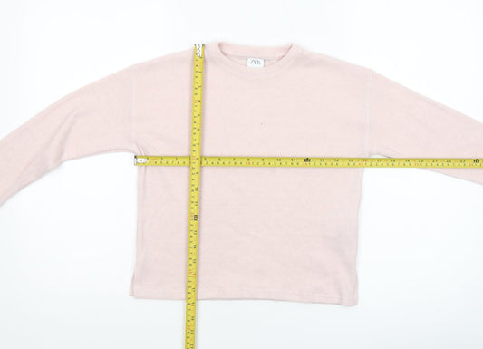 Zara Girls Pink Pullover Jumper 6-7 Years Soft Knit Crew Neck