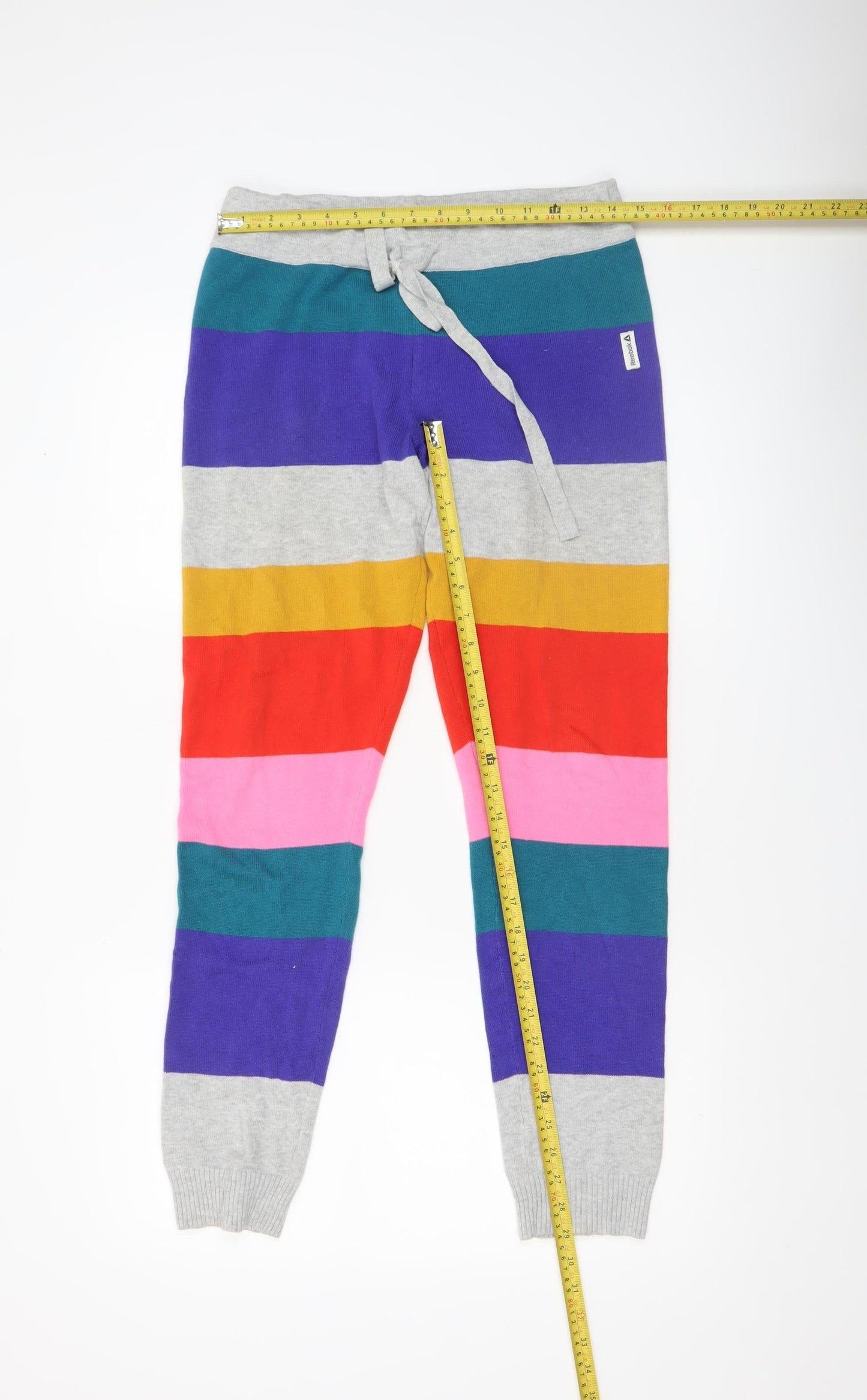 Reebok Womens Multicoloured Striped Cotton Joggers S