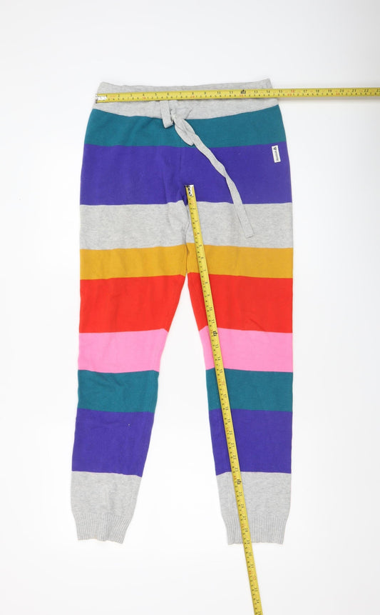 Reebok Womens Multicoloured Striped Cotton Joggers S