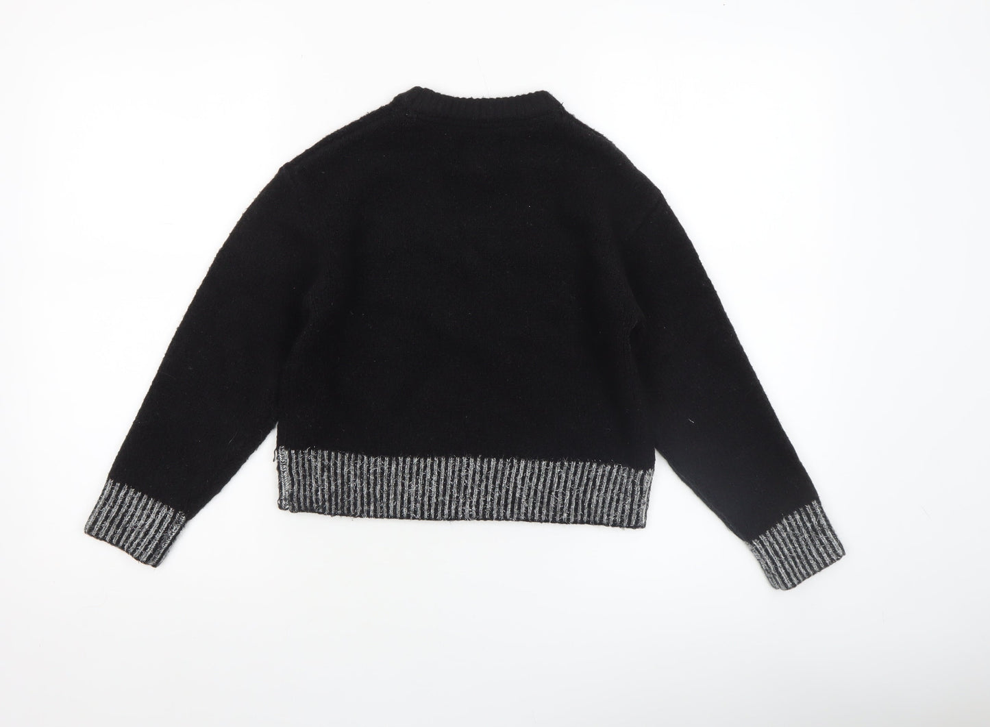 River Island Girls Black Sparkle Season Beaded Pullover Jumper 7-8 Years