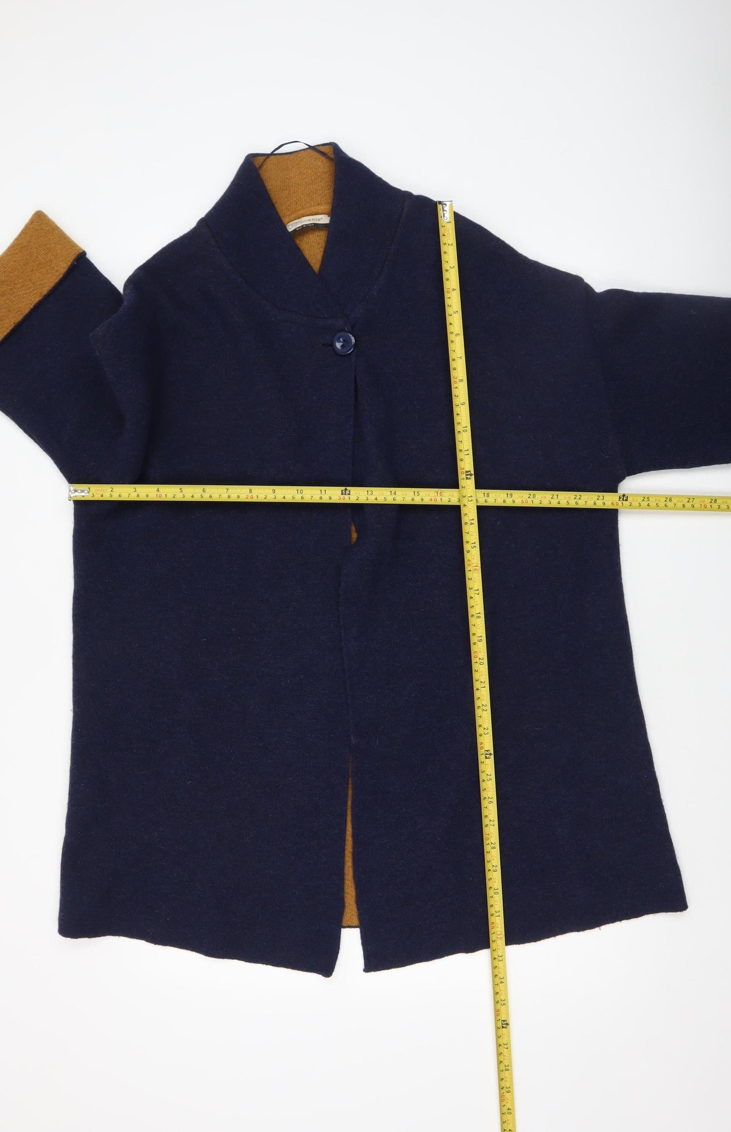 Chiaramente Womens Blue Wool Cape Jumper L Relaxed Fit