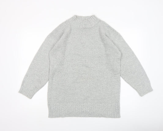 Mixed Spice Womens Grey Mock Neck Knit Pullover Jumper Size S