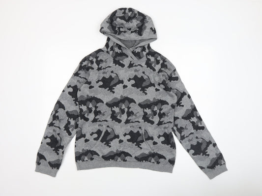 Firetrap Boys Grey Camouflage Hooded Cotton Pullover Jumper 13 Years