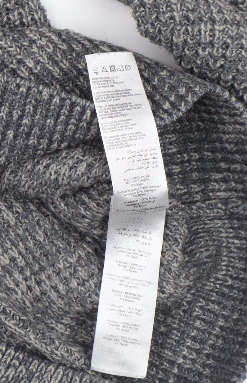 New Look Men Grey Chunky Knit Crew Neck Jumper XS