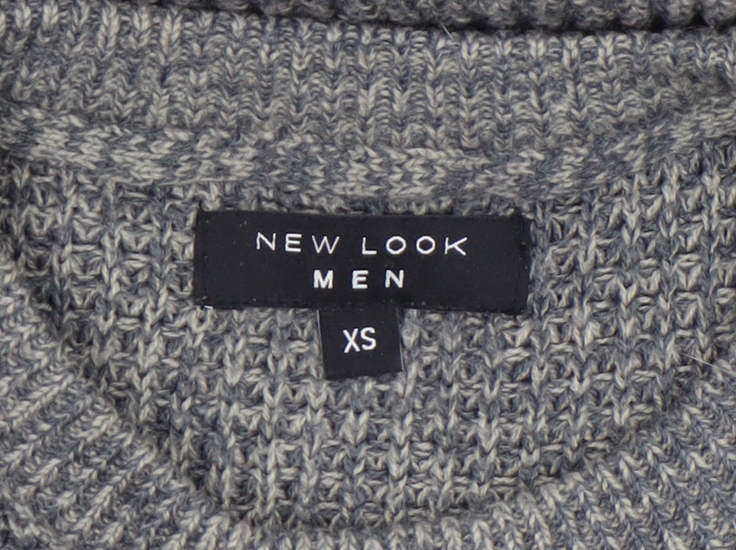New Look Men Grey Chunky Knit Crew Neck Jumper XS