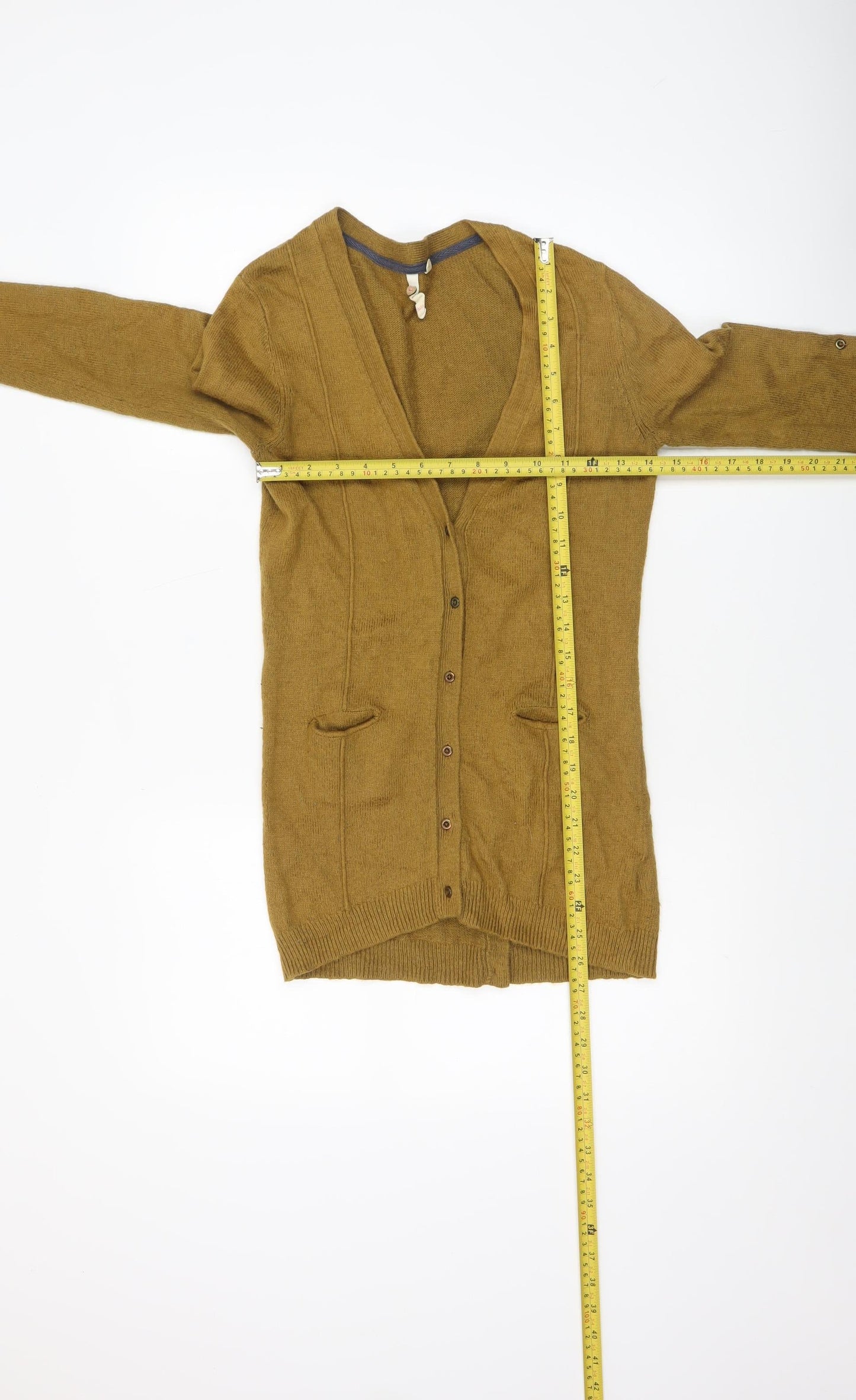 White Stuff Women's Brown V-Neck Buttoned Long Sleeve Cardigan Size 8