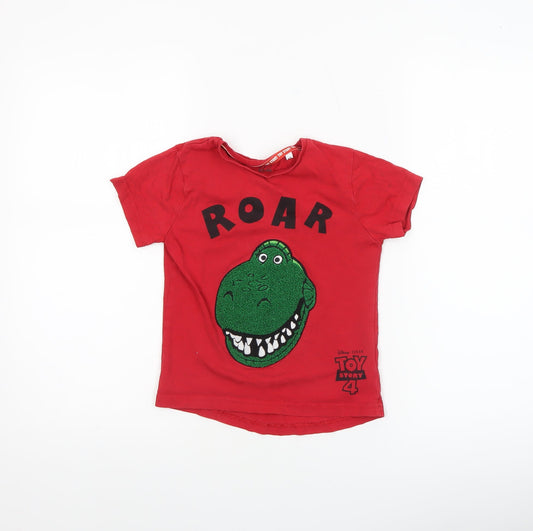 Disney Toy Story Rex Boys Red Graphic Short Sleeve T-Shirt 4-5 Years