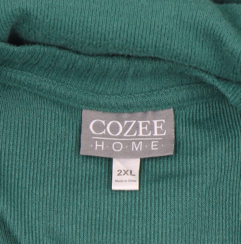Cozee Home Women's Green 2XL Belted Knit Robe Nightwear