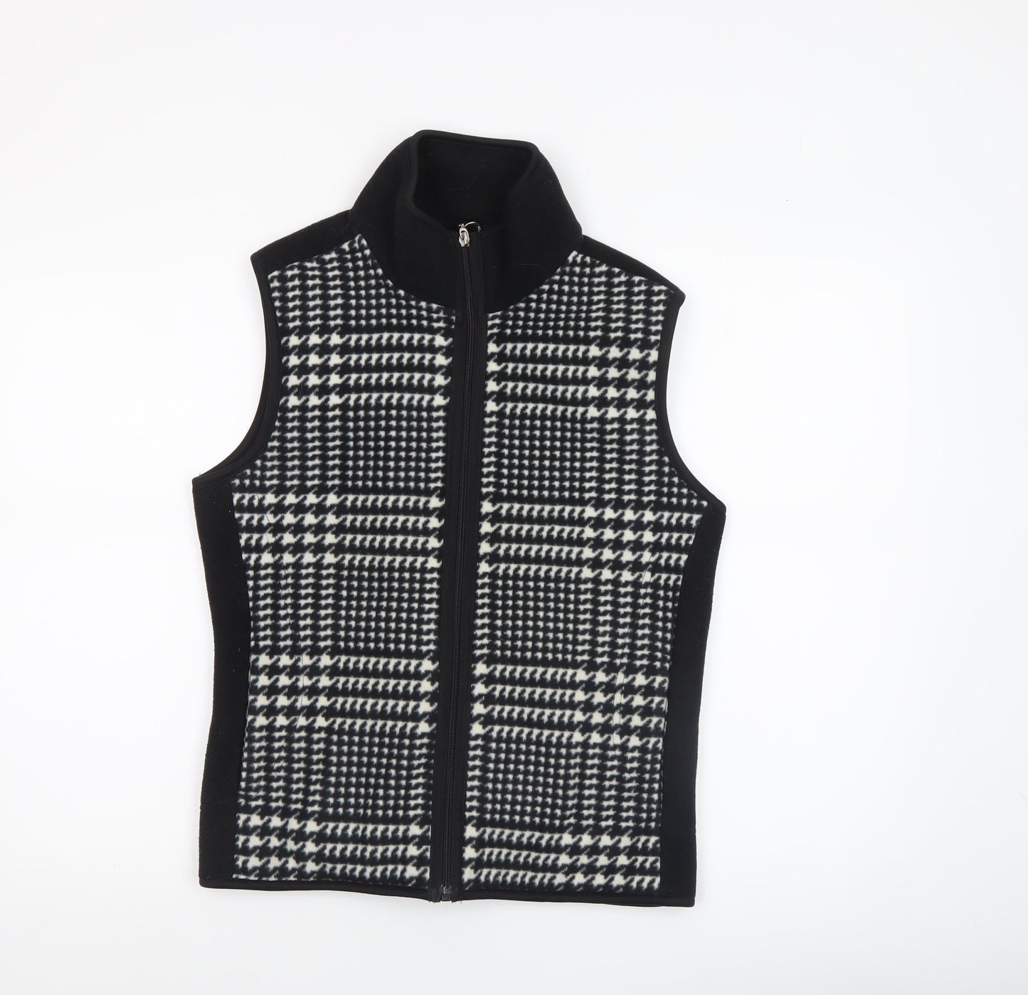 Eivissa Women's Black Check Fleece Waistcoat Bodywarmer Size S
