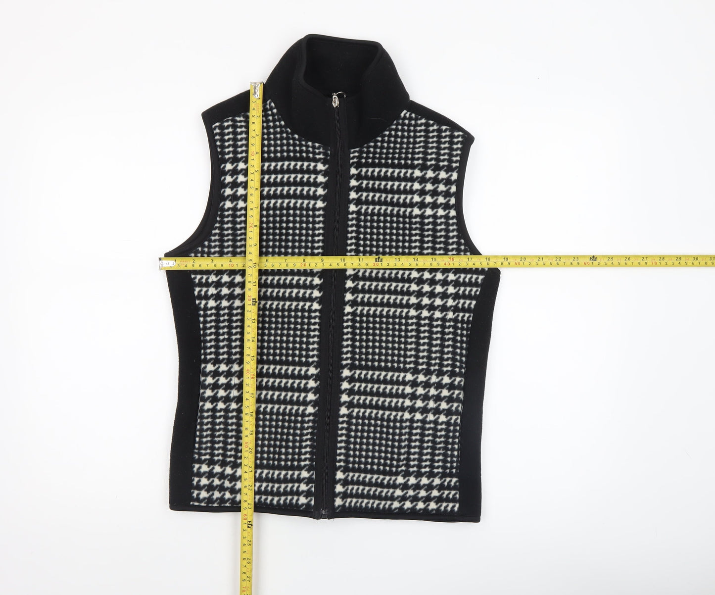 Eivissa Women's Black Check Fleece Waistcoat Bodywarmer Size S