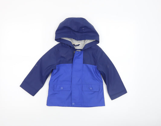 John Lewis Boys Blue Waterproof Hooded Rain Coat 2-3 Years