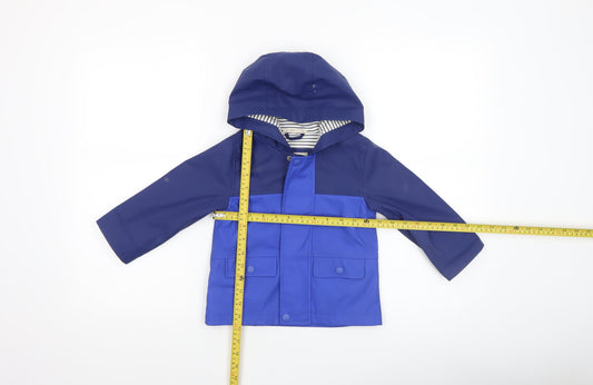 John Lewis Boys Blue Waterproof Hooded Rain Coat 2-3 Years