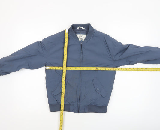 Marks and Spencer Boys Blue 8-9 Years Bomber Jacket Lined Zip Up