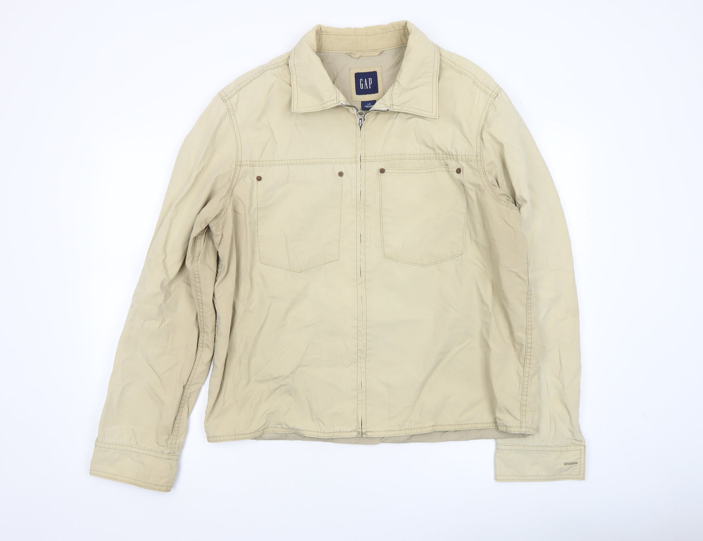 GAP Men’s Beige Cotton Full Zip Jacket Size L Regular Fit
