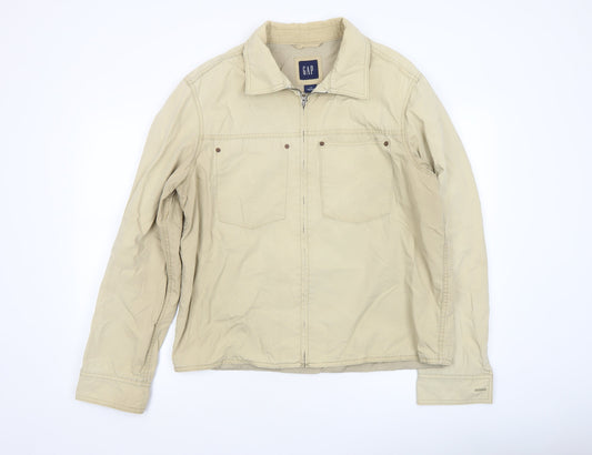 GAP Men’s Beige Cotton Full Zip Jacket Size L Regular Fit
