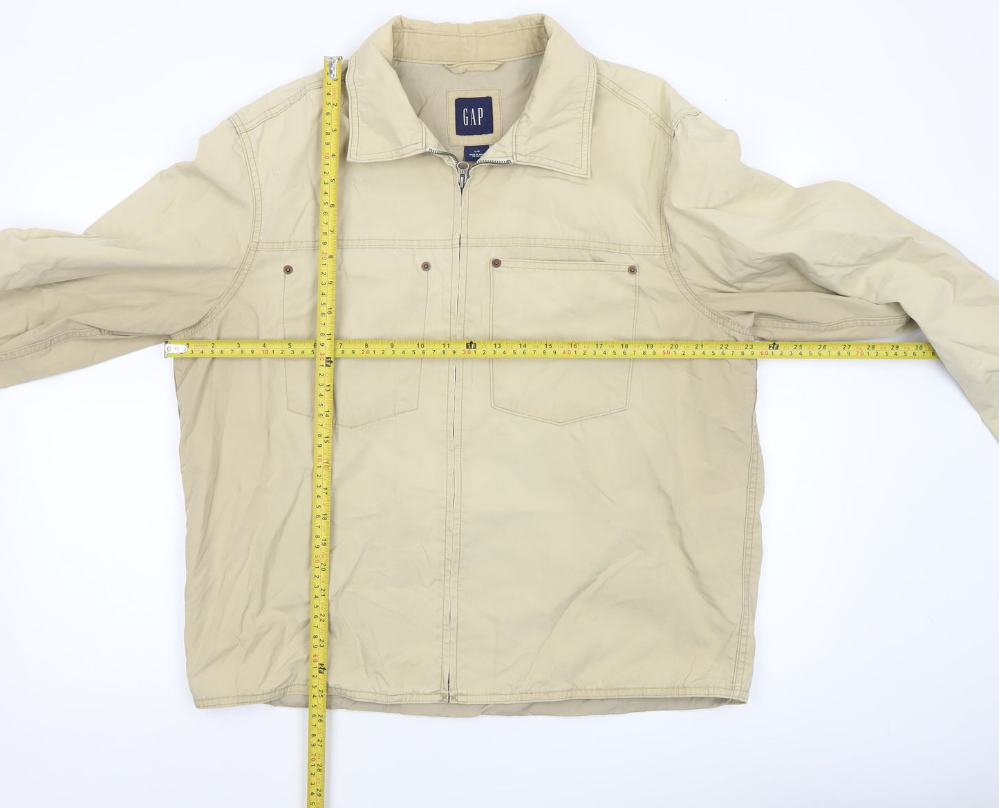 GAP Men’s Beige Cotton Full Zip Jacket Size L Regular Fit