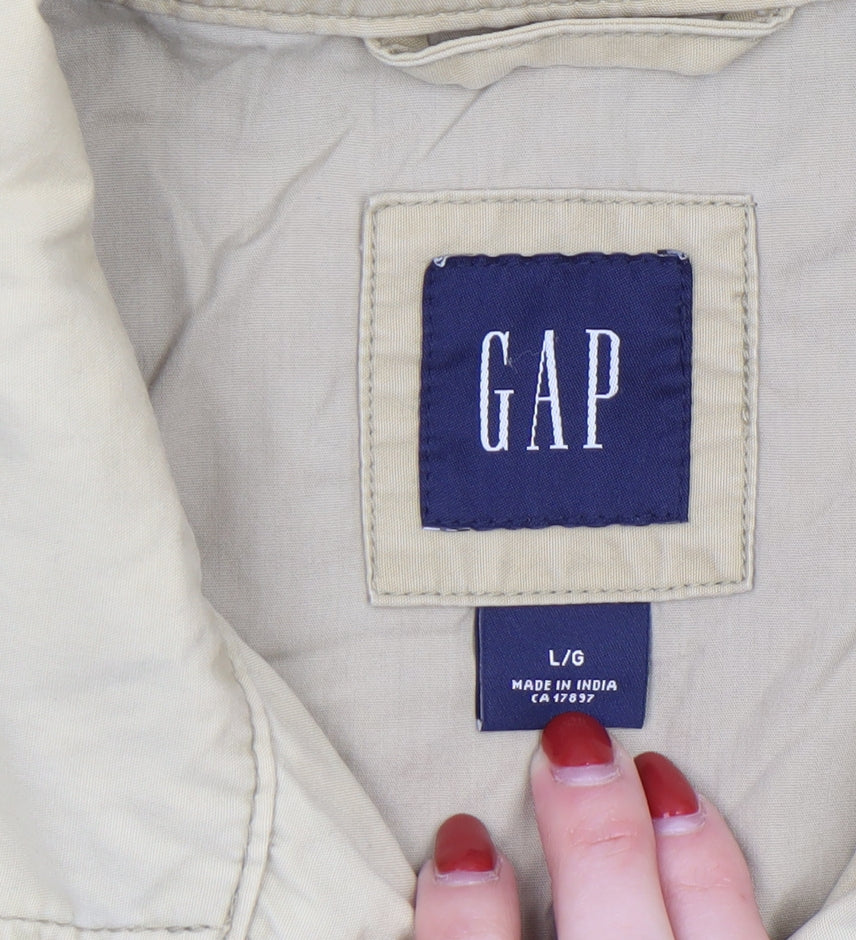 GAP Men’s Beige Cotton Full Zip Jacket Size L Regular Fit