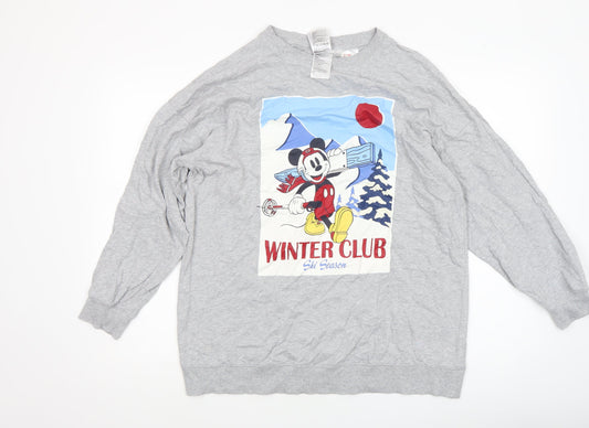H&M Women Grey Disney Winter Club Long Sleeve Sweatshirt Size S
