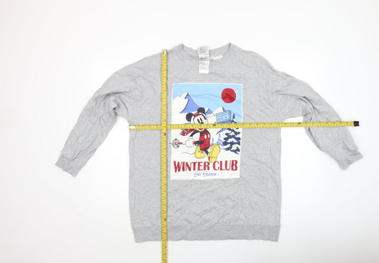 H&M Women Grey Disney Winter Club Long Sleeve Sweatshirt Size S