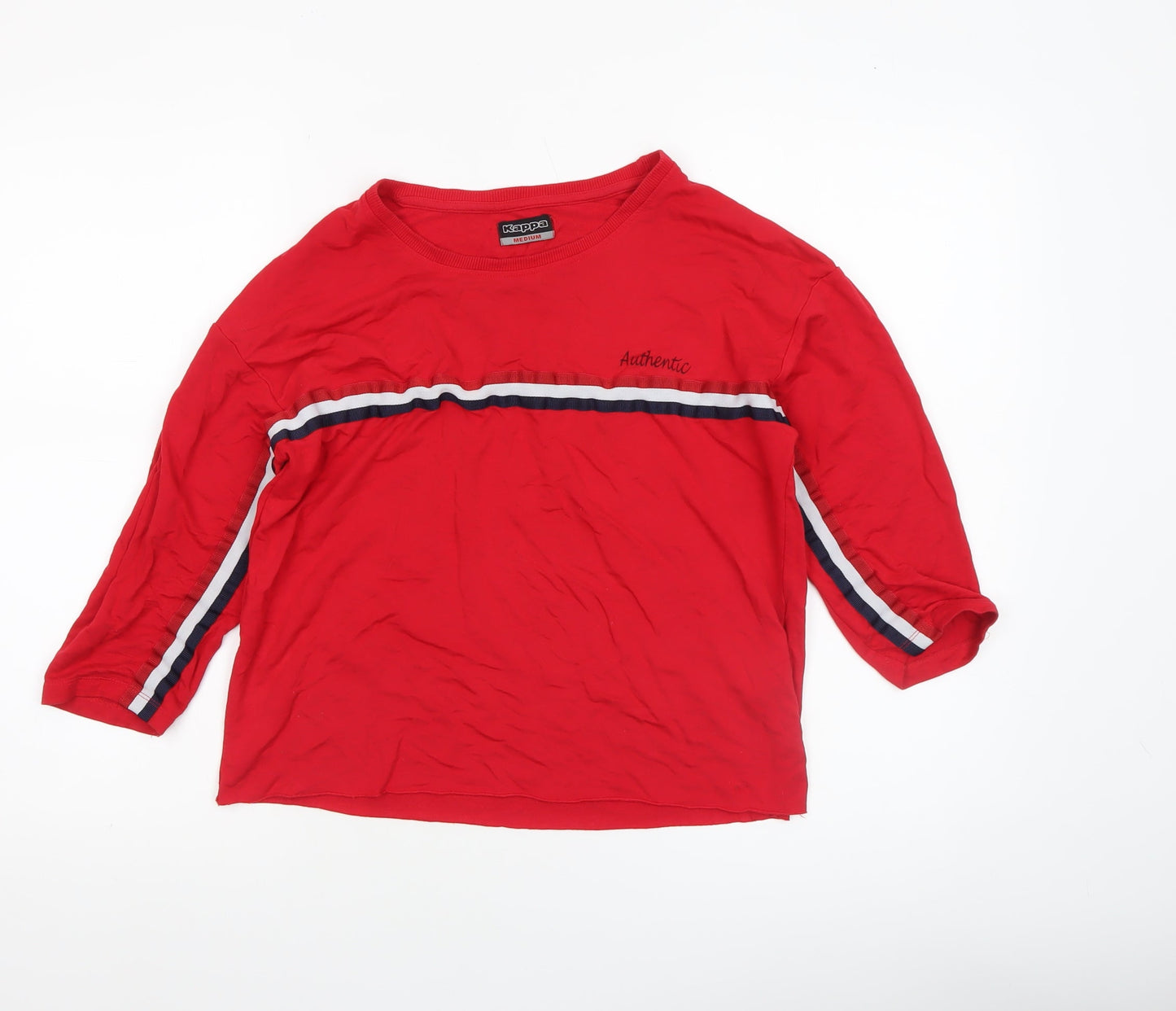 Kappa Women Red Jersey 3/4 Sleeve Crew Neck T-Shirt M