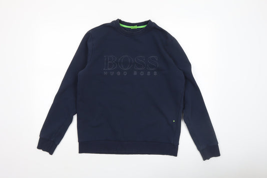 Hugo Boss Men's Blue Regular Fit Logo Sweatshirt Size S