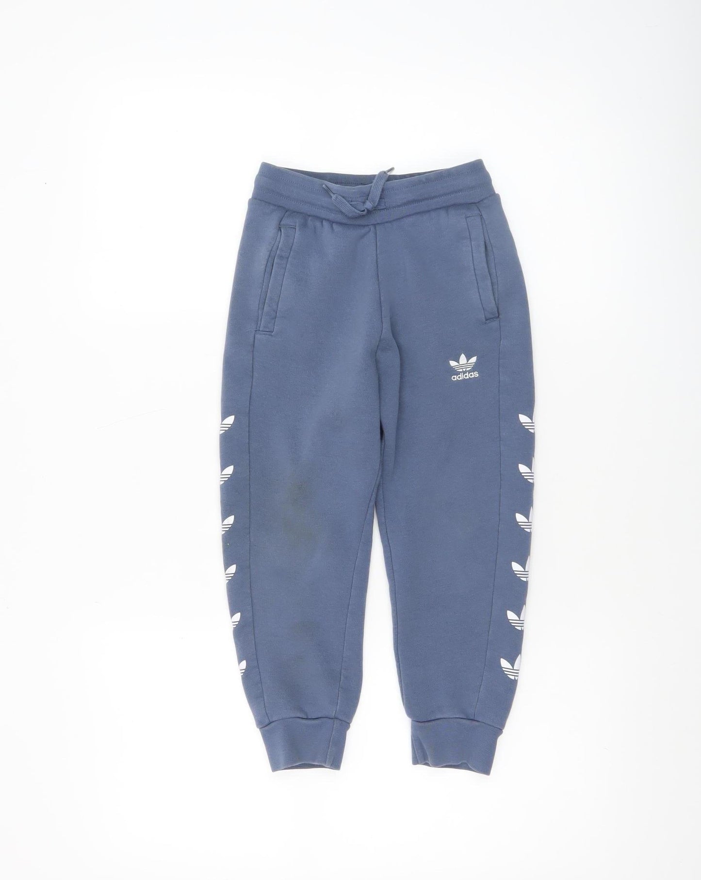 Adidas Boys Blue Jogger Sweatpants 5-6 Years Cotton Blend Elastic Waist