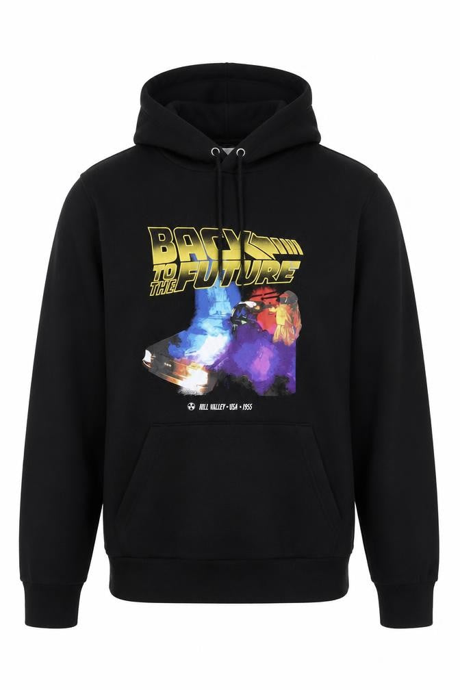 Back to the Future Men's Black Pullover Hoodie Small Graphic Print