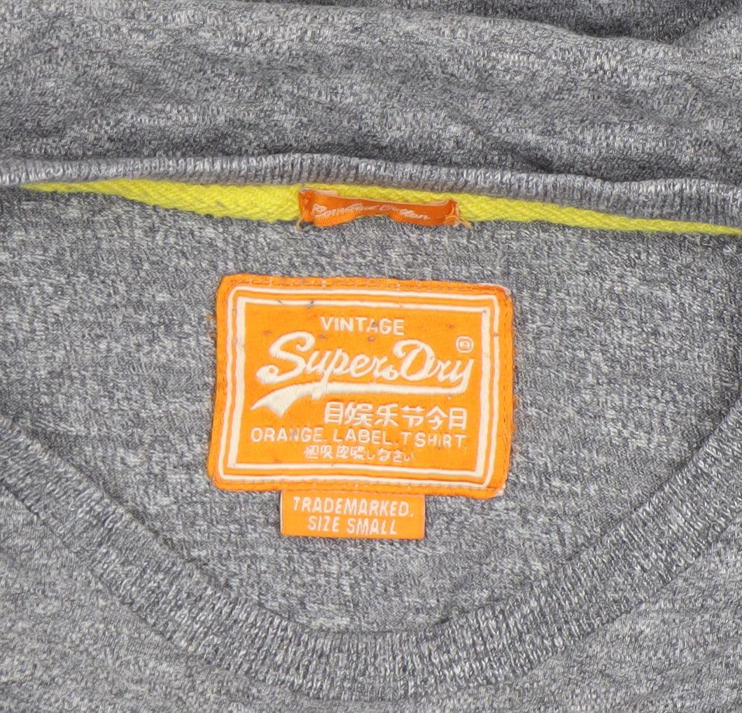 Superdry Men's Grey Cotton Slim Fit Crew Neck T-Shirt Size S
