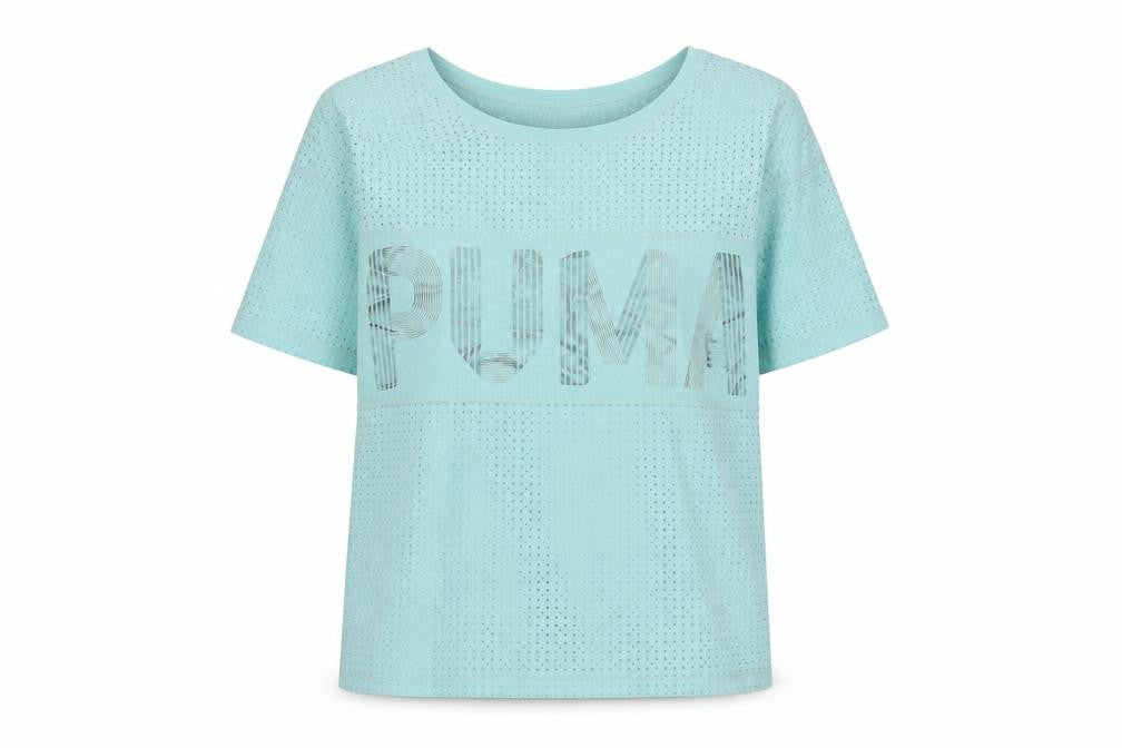 Puma Womens Blue XS Mesh Lightweight Short Sleeve Active T-Shirt