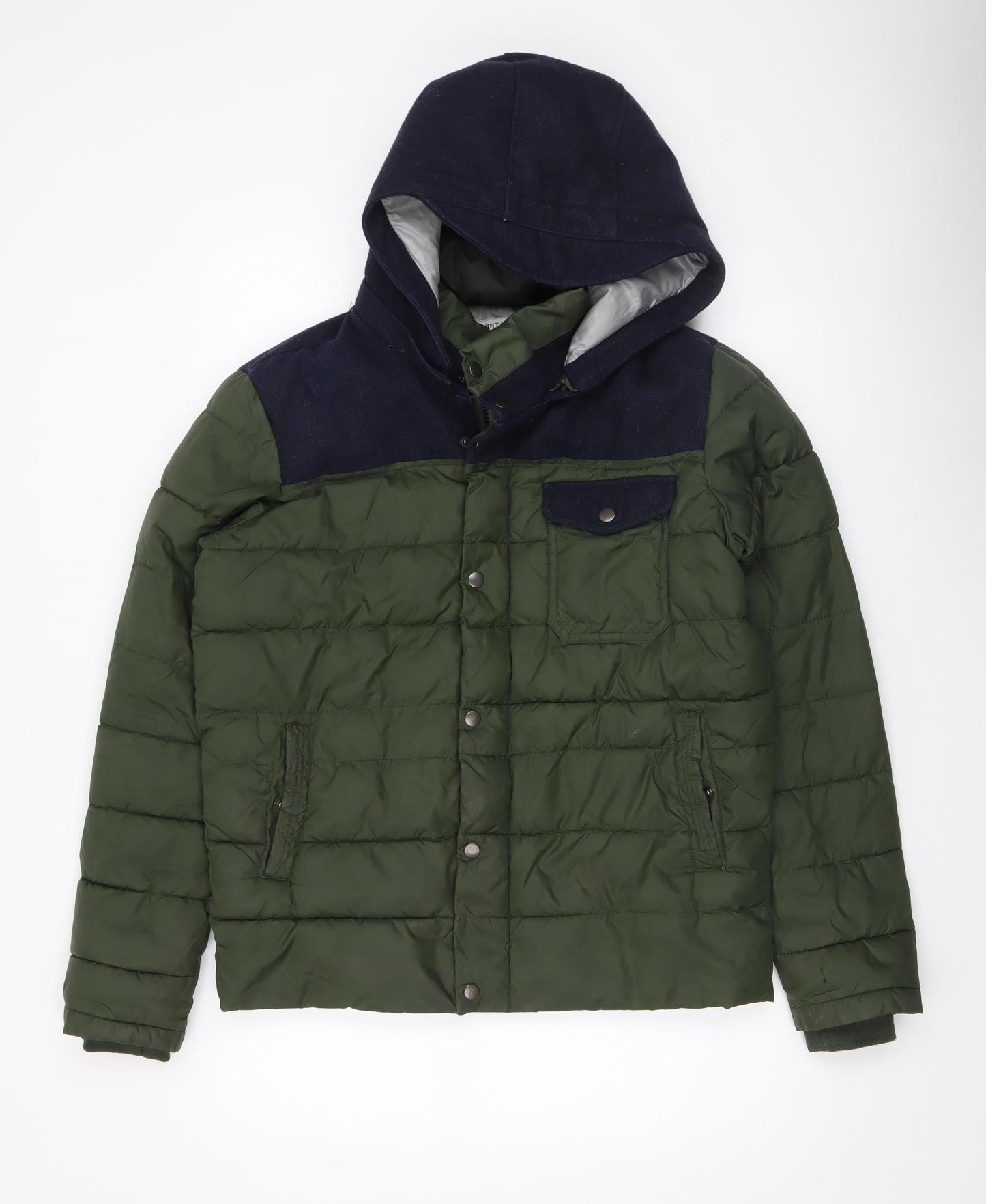 Statham Vintage Men’s Green Puffer Hooded Jacket Size S Winter Casual