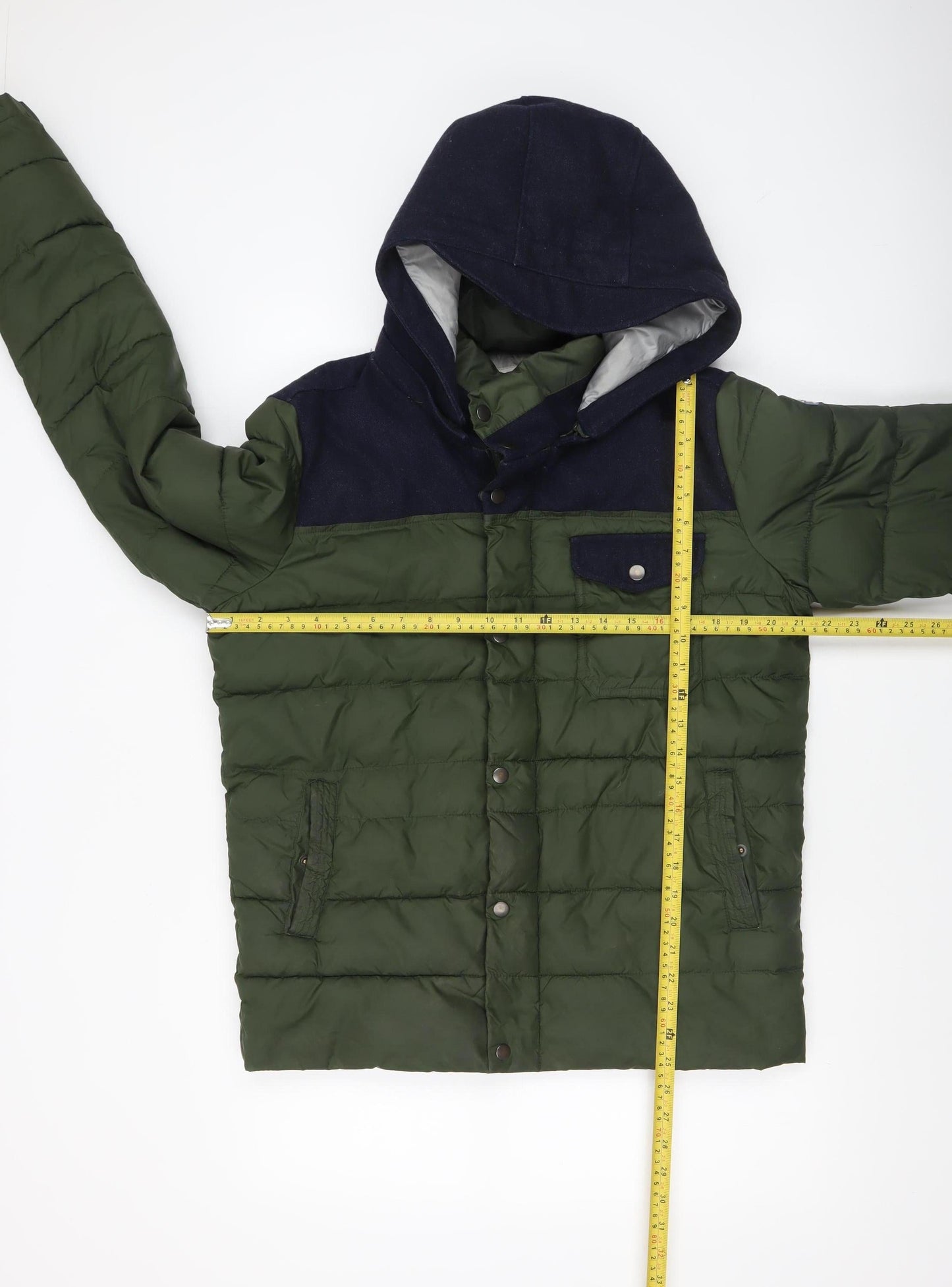 Statham Vintage Men’s Green Puffer Hooded Jacket Size S Winter Casual