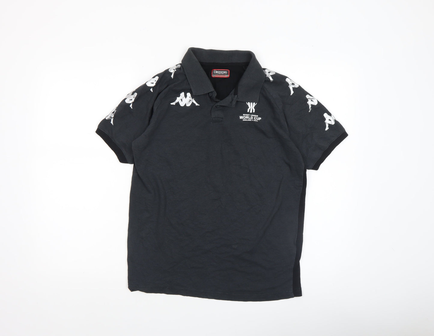Kappa Men’s Black Rugby World Cup Polo Shirt Size M Short Sleeve
