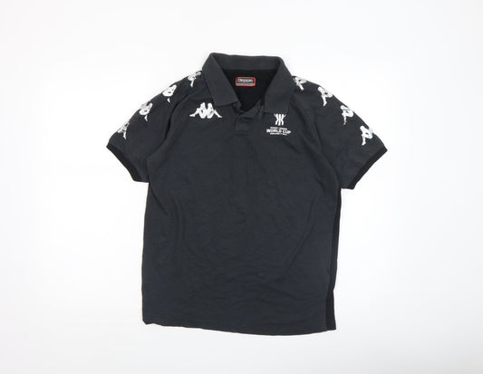 Kappa Men’s Black Rugby World Cup Polo Shirt Size M Short Sleeve