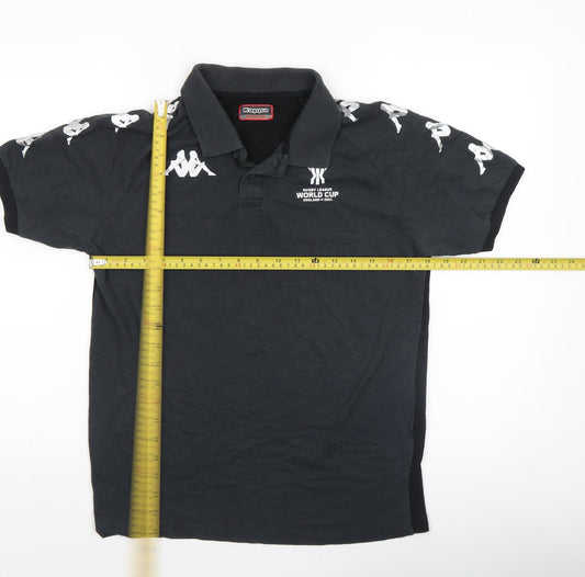 Kappa Men’s Black Rugby World Cup Polo Shirt Size M Short Sleeve