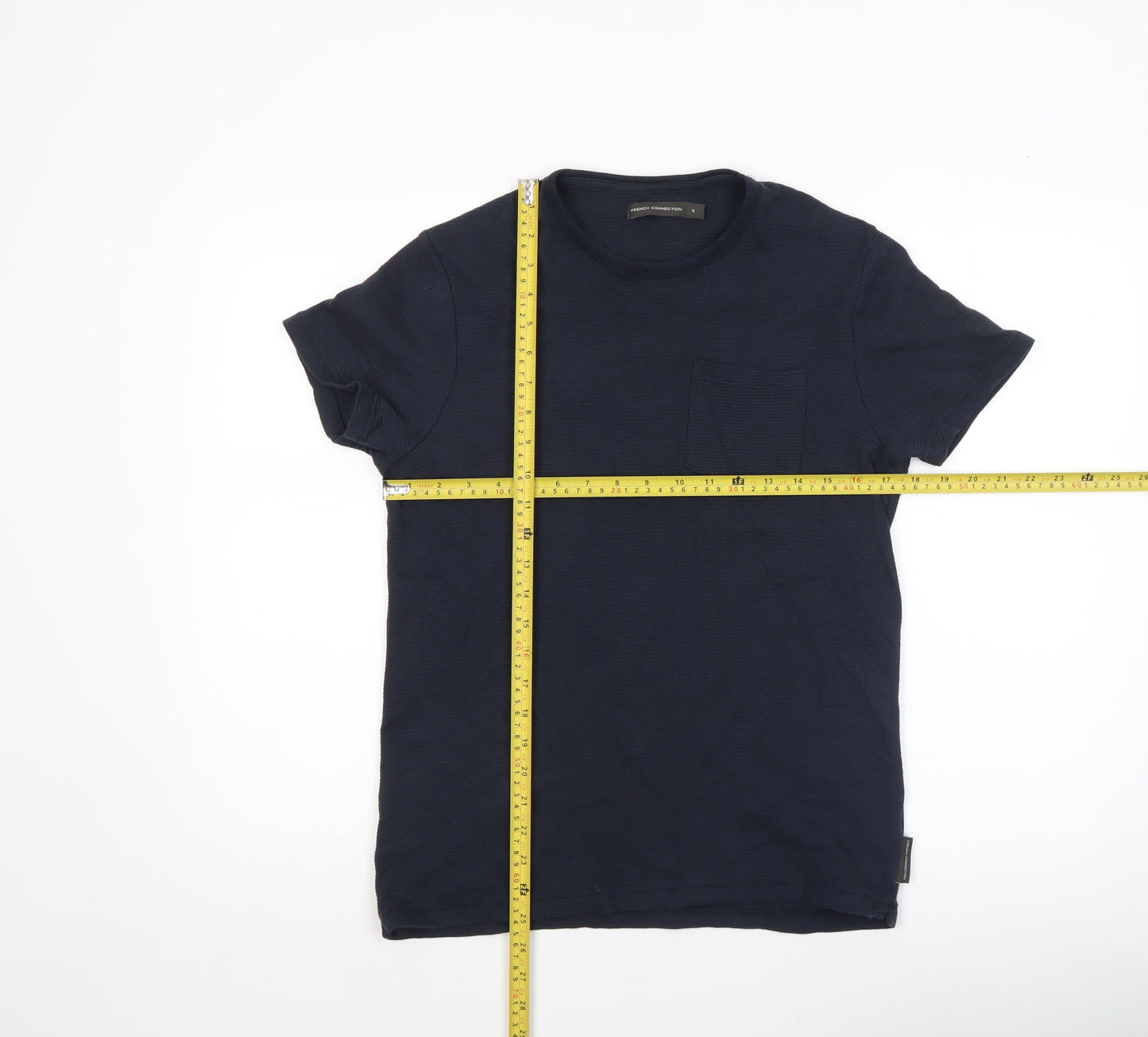French Connection Men's Blue Cotton Crew Neck T-Shirt Size S