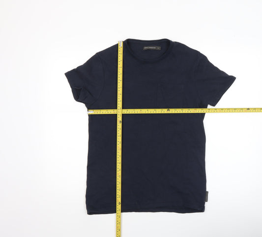 French Connection Men's Blue Cotton Crew Neck T-Shirt Size S