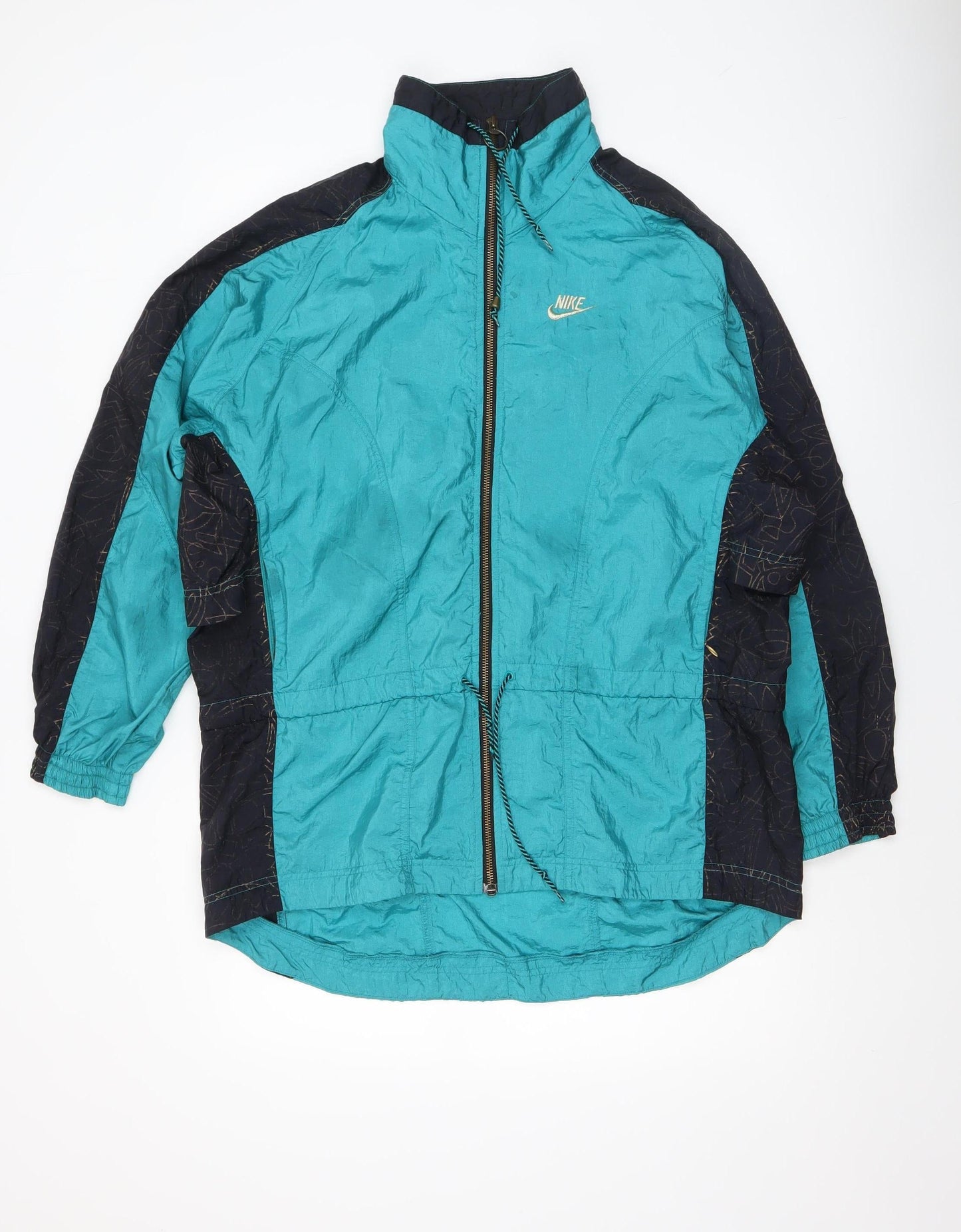 Nike Women’s Teal & Black Windbreaker Jacket Size S Nylon 90s Style