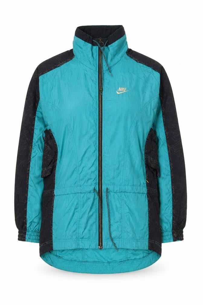 Nike Women’s Teal & Black Windbreaker Jacket Size S Nylon 90s Style