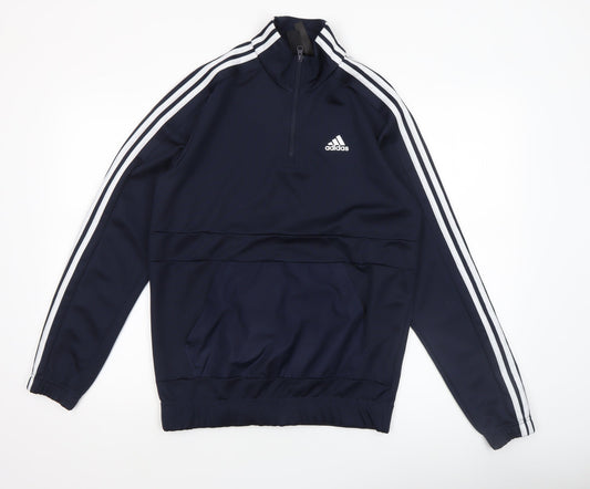 Adidas Men's Blue 1/4 Zip Regular Fit Sports Sweatshirt S