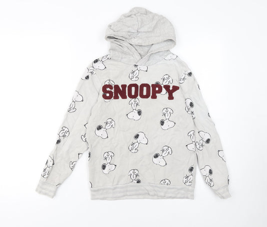 H&M Boys Grey Snoopy Pullover Hoodie 9-10 Years Jersey Cotton Blend