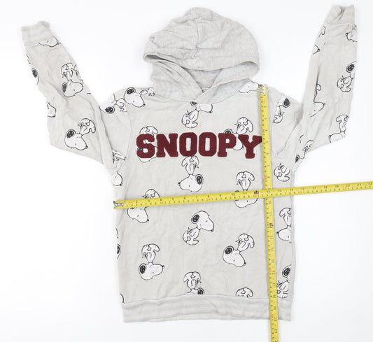 H&M Boys Grey Snoopy Pullover Hoodie 9-10 Years Jersey Cotton Blend
