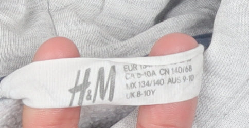 H&M Boys Grey Snoopy Pullover Hoodie 9-10 Years Jersey Cotton Blend