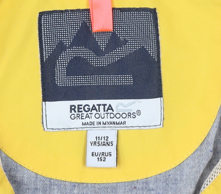 Regatta Boys Yellow Waterproof Hooded Rain Coat Jacket 11-12 Years