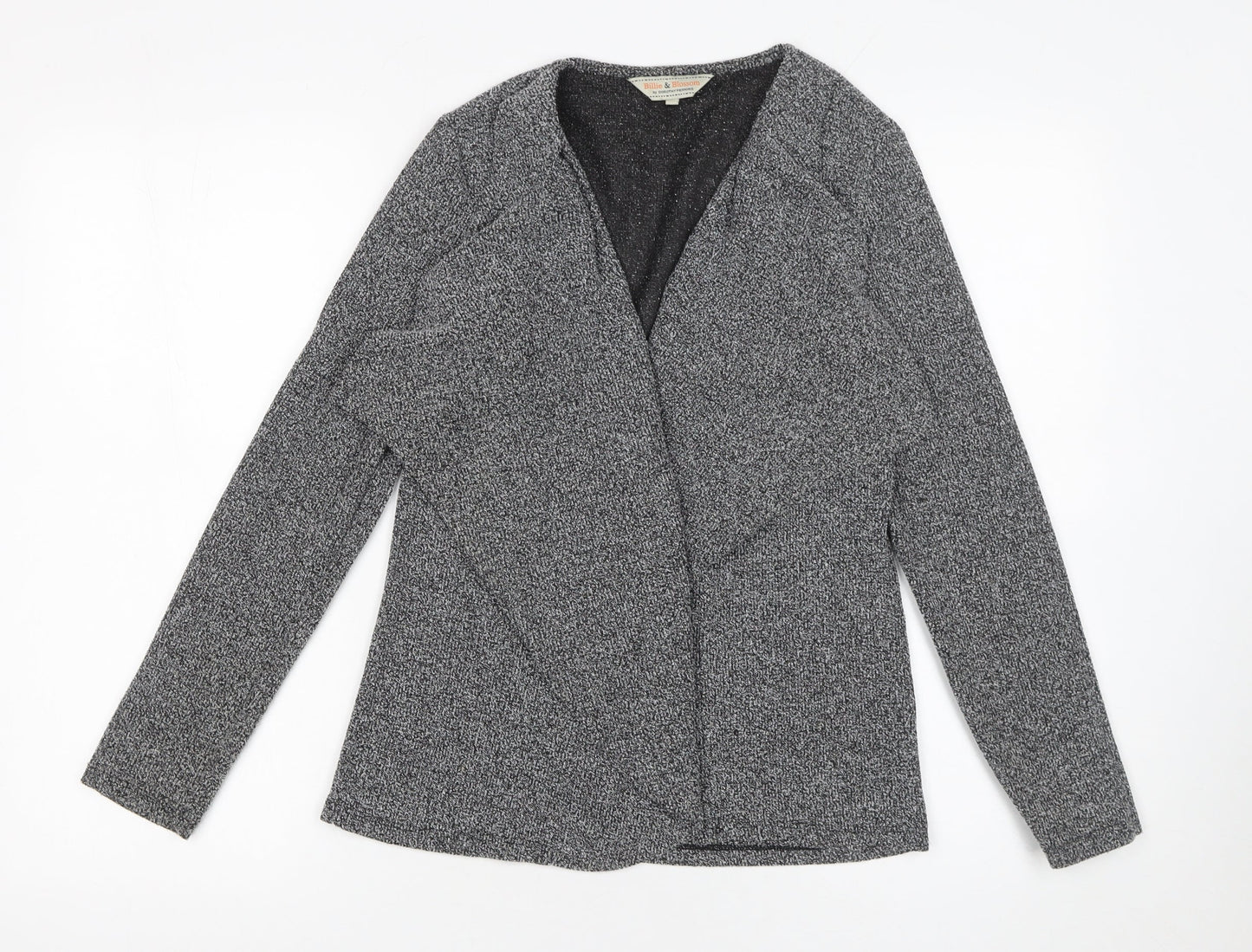 Billie & Blossom Women Grey Open Knit Cardigan Size 8 Regular