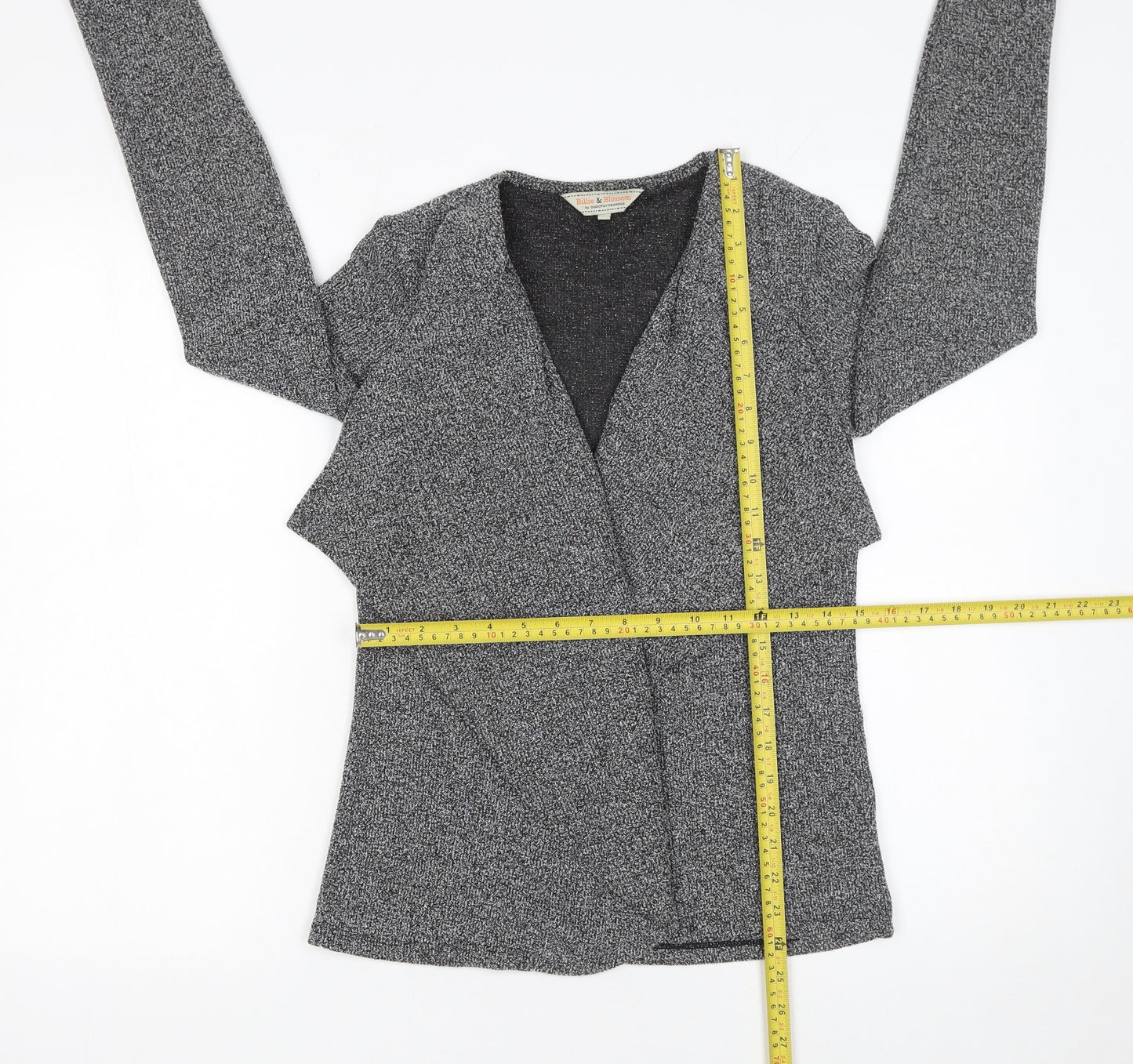 Billie & Blossom Women Grey Open Knit Cardigan Size 8 Regular