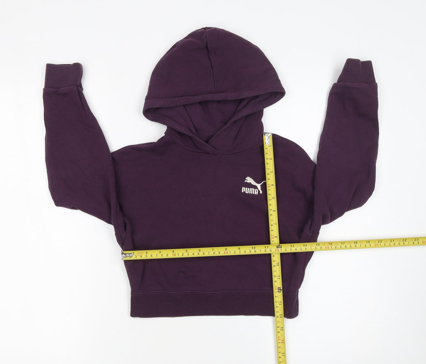 Puma Girls Purple Hoodie 11-12 Years Pullover Sports Style Sweatshirt