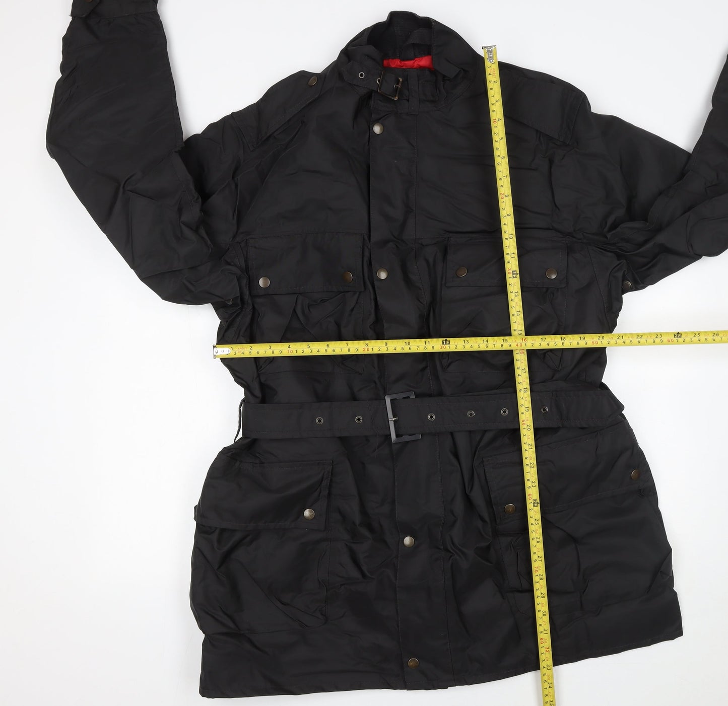 Belstaff Womens Black Nylon Belted Motorcycle Jacket Size 14