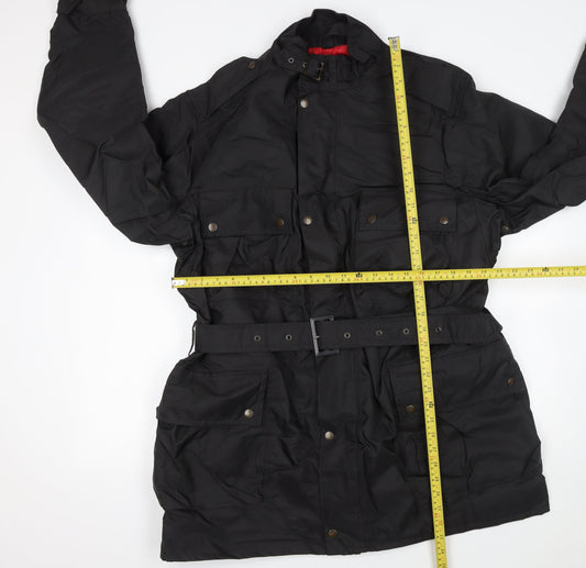 Belstaff Womens Black Nylon Belted Motorcycle Jacket Size 14
